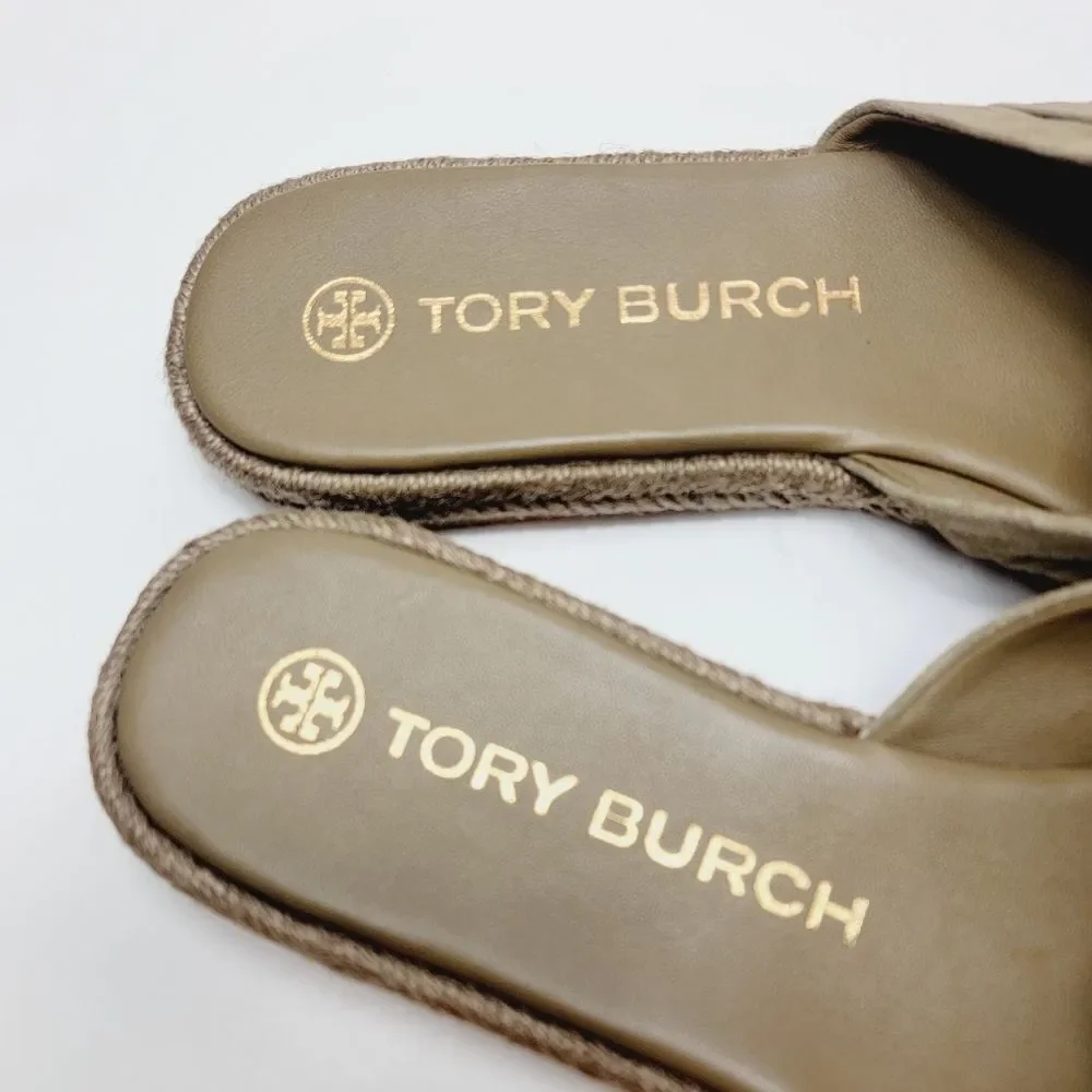 NEW Tory Burch Neutral Suede Gathered Slingback Strap WInd Size 10